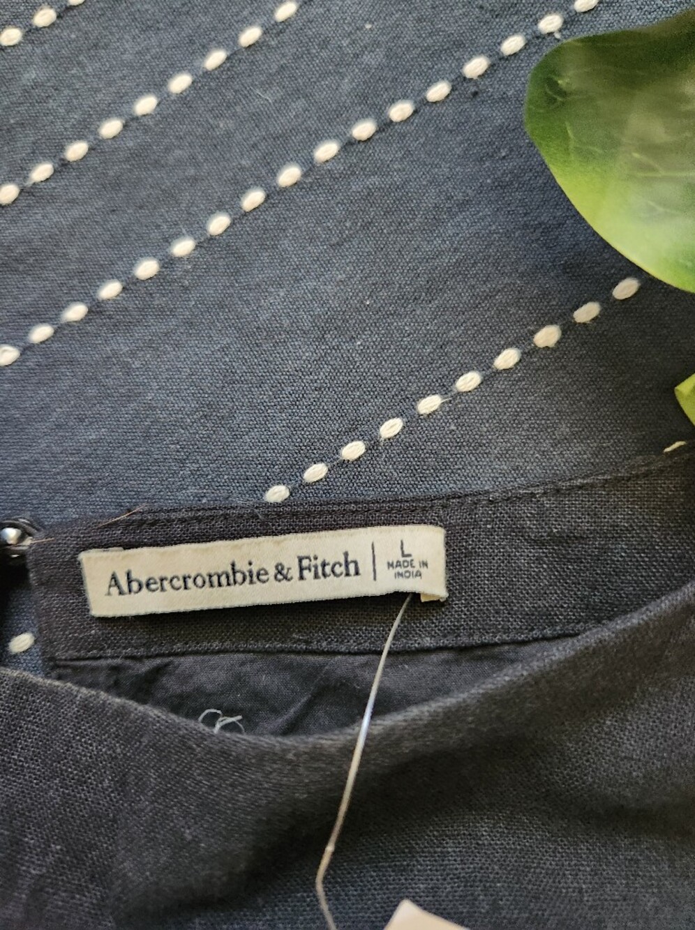 Abercrombie & Fitch Linen Blend T-shirt Short Sleeve Mini Dress Black NWT Large - Picture 8 of 11